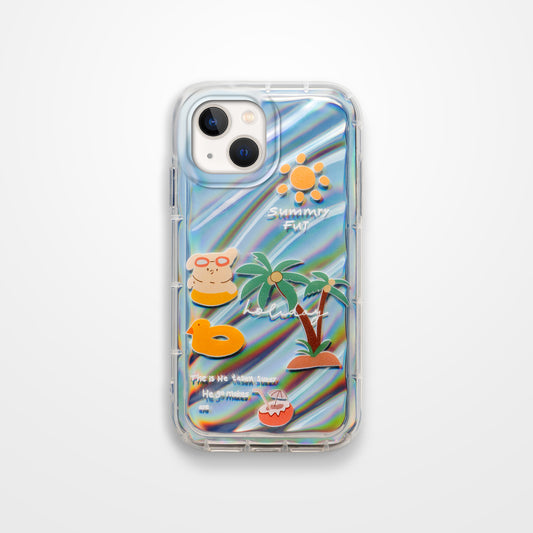 Cute Beach Printed Transparent Back Cover for Apple iPhone 14 Plus