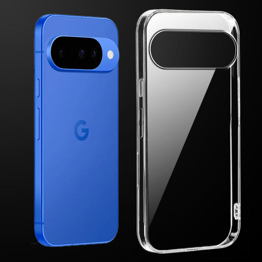 Transparent anti-yellow hard back case fitted on Google Pixel 10 5G showing full back coverage and camera protection