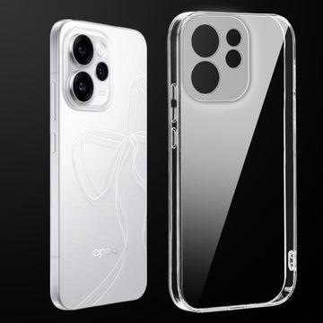 Transparent anti-yellow hard back case fitted on Oppo Reno 15 Pro 5G showing full back coverage and camera protection