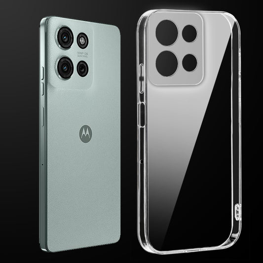 Transparent anti-yellow hard back case fitted on Motorola Moto G75 5G showing full back coverage and camera protection