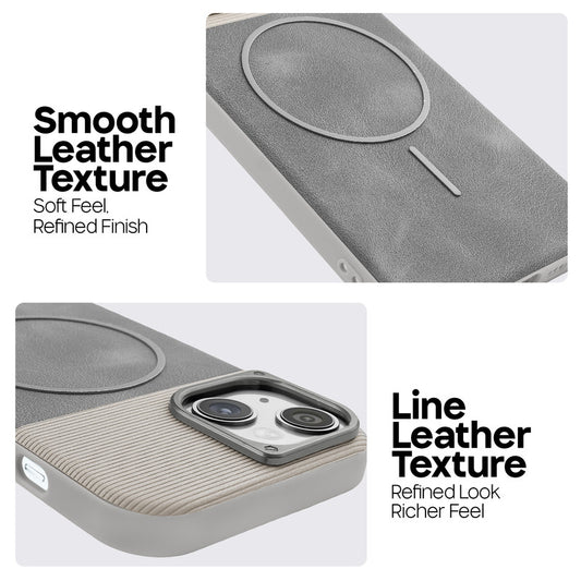 Premium Leather Wireless Charging Support Cover for Apple iPhone 13 with Metal Camera Frame & Soft Microfiber Interior