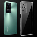 Transparent anti-yellow hard back case fitted on Poco F4 5G showing full back coverage and camera protection