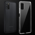 Transparent anti-yellow hard back case fitted on Samsung M02s showing full back coverage and camera protection