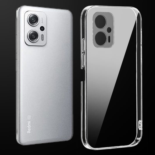 Transparent anti-yellow hard back case fitted on Redmi K50i 5G showing full back coverage and camera protection