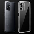 Transparent anti-yellow hard back case fitted on Redmi 11T 5G showing full back coverage and camera protection