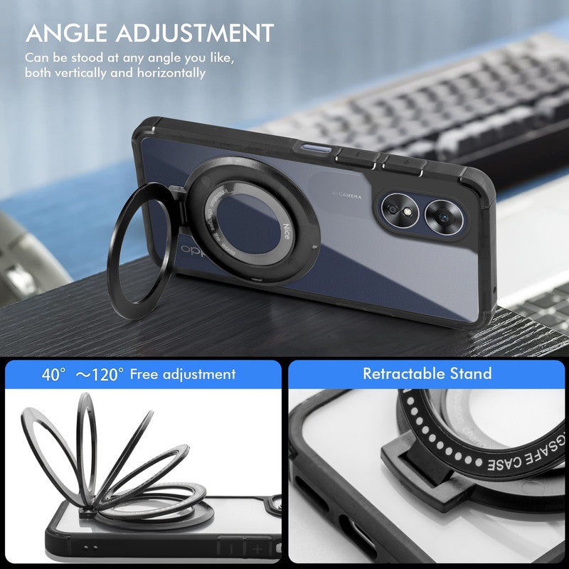 Silicone Grip Clear Case Ring Holder Kickstand For Oppo A17