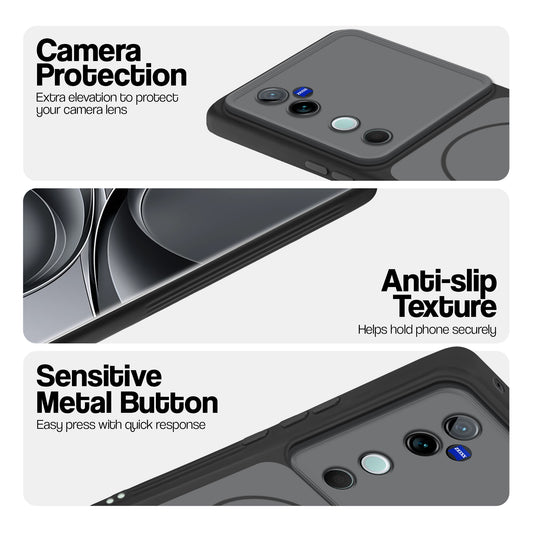 Dual Tone Silicone Back Cover Case With Metal Like Buttons For Vivo V40 Pro 5G