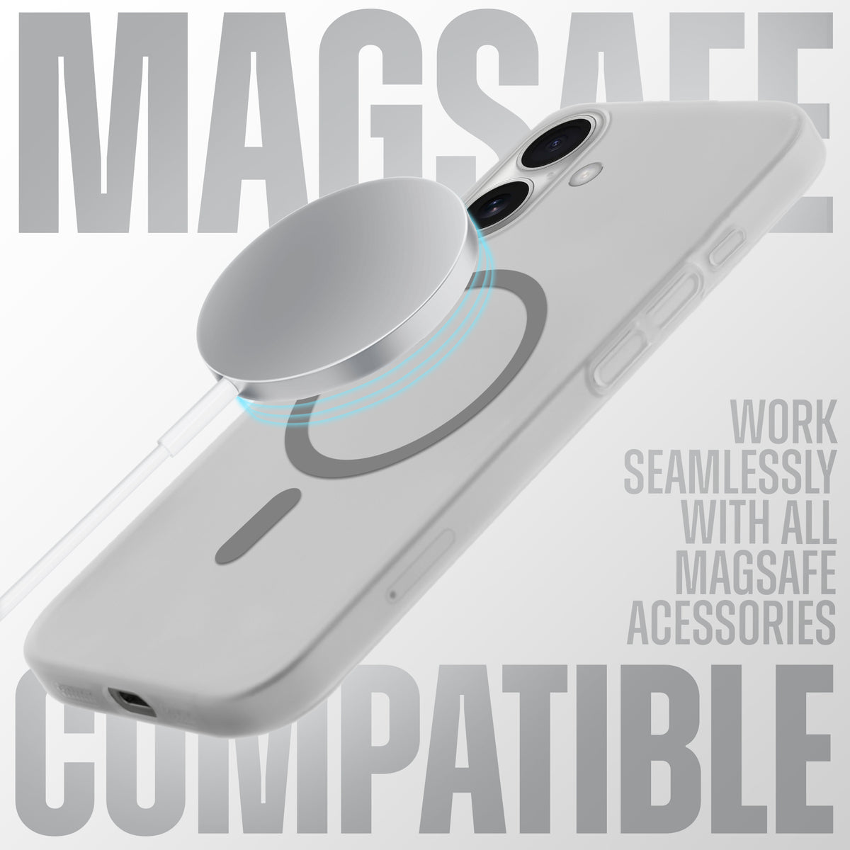 Frosted Slim Wireless Charging Support Case For Apple iPhone 16 Plus