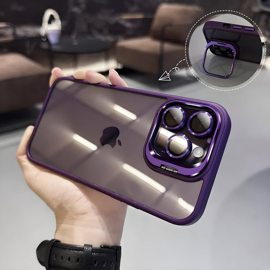 Transparent case with camera ring stand lens protector Back cover for Apple iPhone 15 Pro