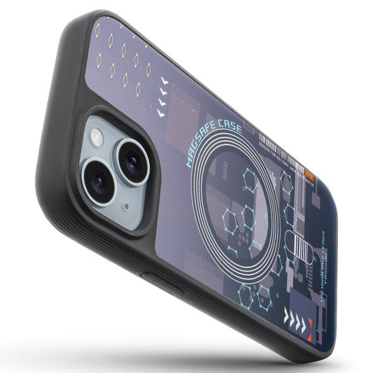 Silicone Textured Frame Printed Hard Back Case For Apple iPhone 14 With Raised Camera Bumper