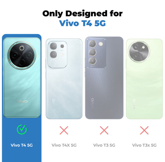 Transparent Back Cover with Silicone frame Matte Ring Holder Kickstand Case For Vivo T4 5G