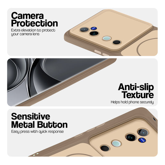 Dual Tone Silicone Back Cover Case With Metal Like Buttons For Vivo V40 Pro 5G