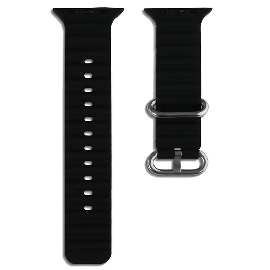 Silicone Ocean Loop Strap for - Apple Watch 49mm  - Black & White