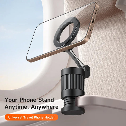 Magnetic Phone Holder, Travel-Ready Mount with Powerful Grip and Secure Clamp for Desks, Dashboards, and All Flat Surfaces