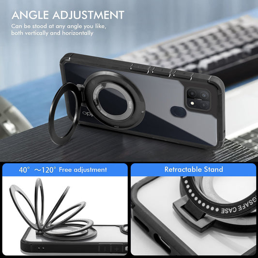Silicone Grip Clear Case Ring Holder Kickstand For Oppo A15