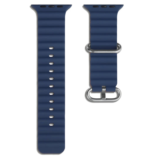 Silicone Ocean Loop Strap for - Apple Watch 44mm  - Blue & Orange