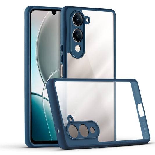 Premium Silicon Coloured Soft Framed Case with Clear Back Cover For Vivo Y19e
