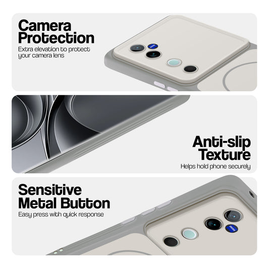 Dual Tone Silicone Back Cover Case With Metal Like Buttons For Vivo V40 Pro 5G