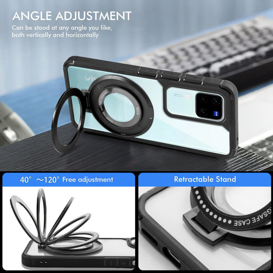 Silicone Grip Clear Case Ring Holder Kickstand For Vivo V30 Pro 5G