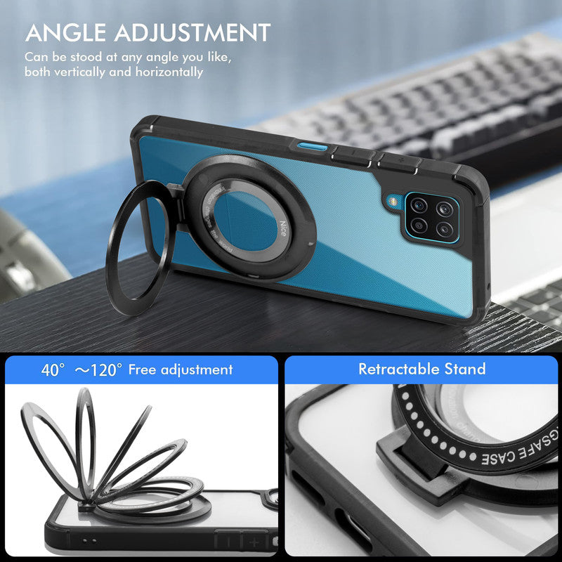 Silicone Grip Clear Case Ring Holder Kickstand For Samsung M12