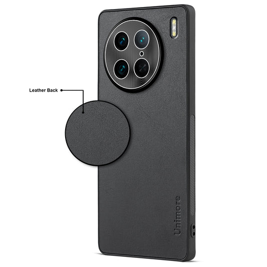 Unimore Leather Hard Case with Shiny Camera Protection For Vivo X90 Pro 5G
