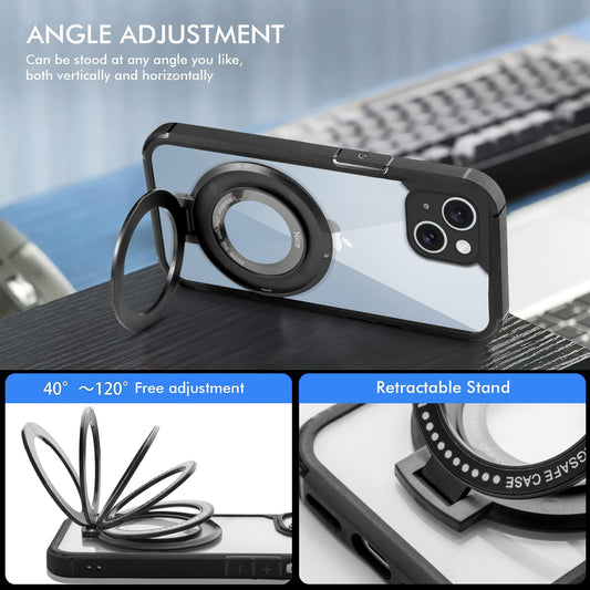 Silicone Grip Clear Case Ring Holder Kickstand For Apple iPhone 15