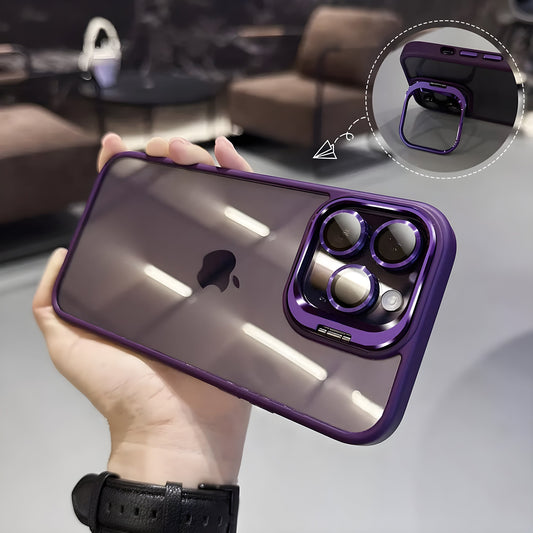 Transparent case with camera ring stand lens protector Back cover for Apple iPhone 15 Pro Max