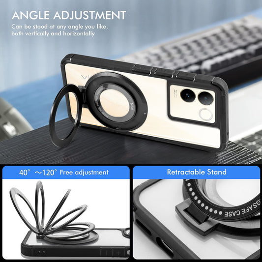 Silicone Grip Clear Case Ring Holder Kickstand For iQOO Z7 Pro 5G