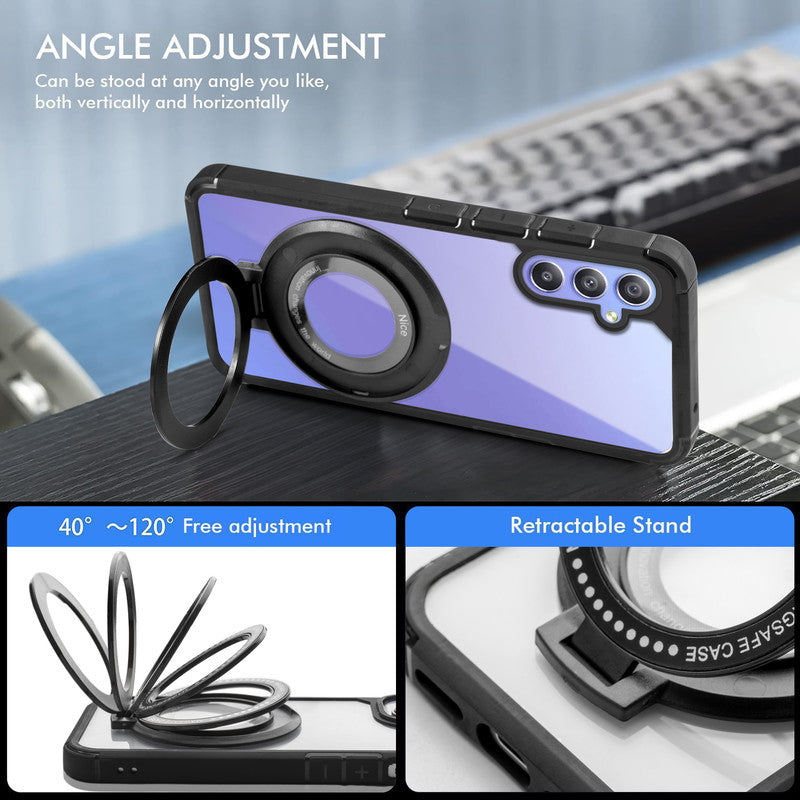 Silicone Grip Clear Case Ring Holder Kickstand For Samsung A34 5G