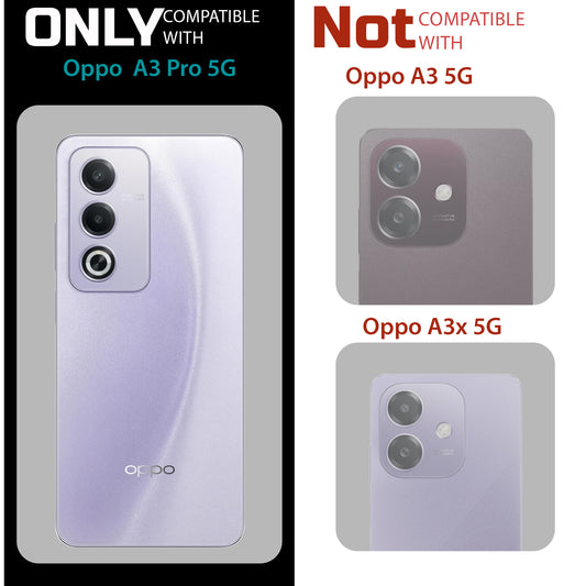 Transparent Back Cover with Silicone frame Matte Ring Holder Kickstand Case For Oppo A3 Pro 5G