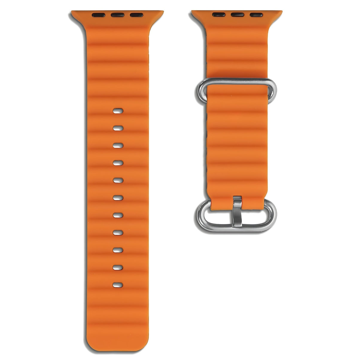 Silicone Ocean Loop Strap for - Apple Watch 45mm in Orange & Green