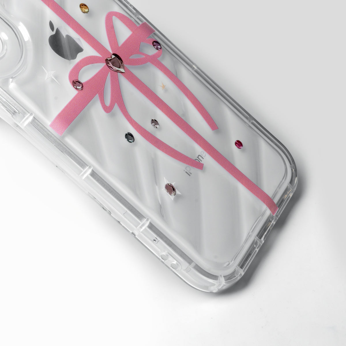 Ribbon Print Transparent Back Cover for Apple iPhone 14 Pro Max