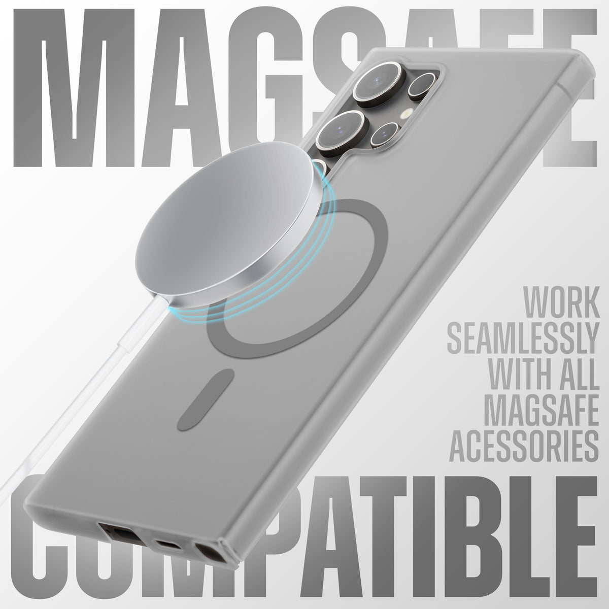 Slim Matte Wireless Charging Support Back Case for Samsung S24 Ultra 5G
