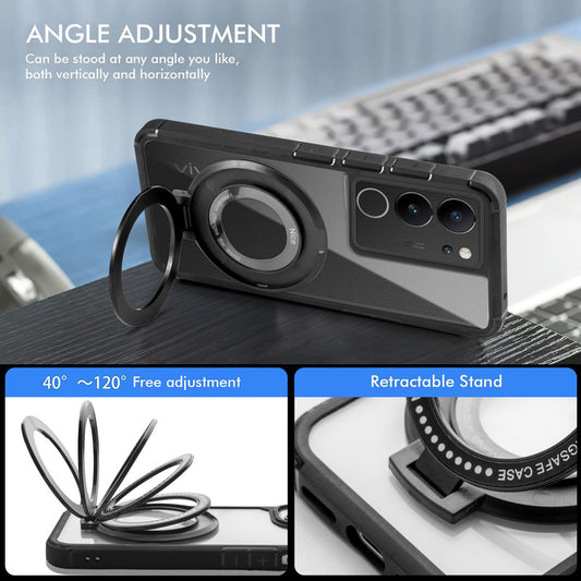Silicone Grip Clear Case Ring Holder Kickstand For Vivo V29 5G