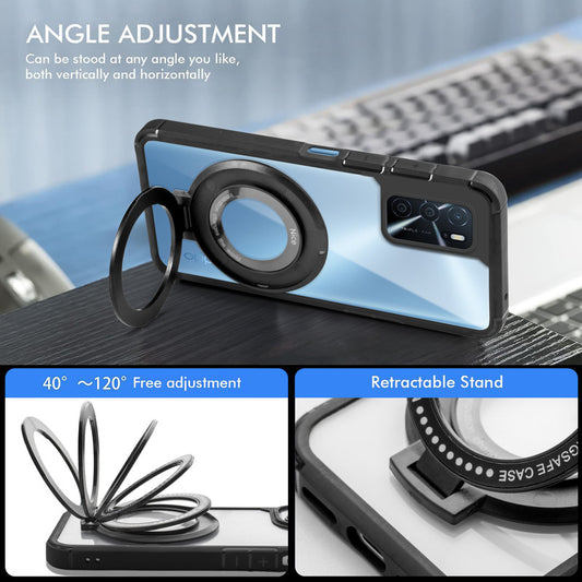 Silicone Grip Clear Case Ring Holder Kickstand For Oppo A16