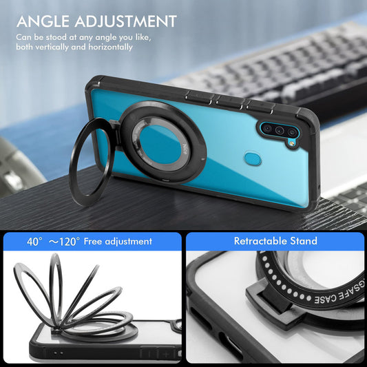 Silicone Frame Transparent Hard Back With Holder Kickstand Case For Samsung A11