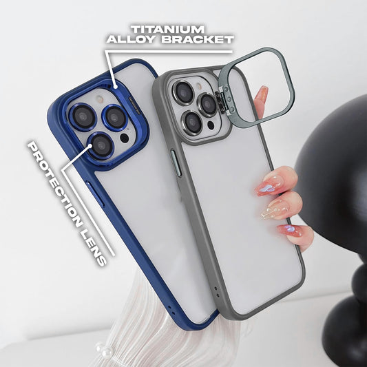 Transparent case with camera ring stand lens protector Back cover for Apple iPhone 15 Pro