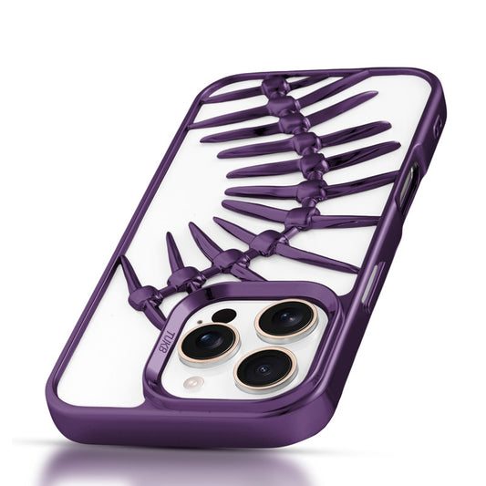 Spine Guard theme Fish Bone Textured Silicone Back Cover for Apple iPhone 16 Pro