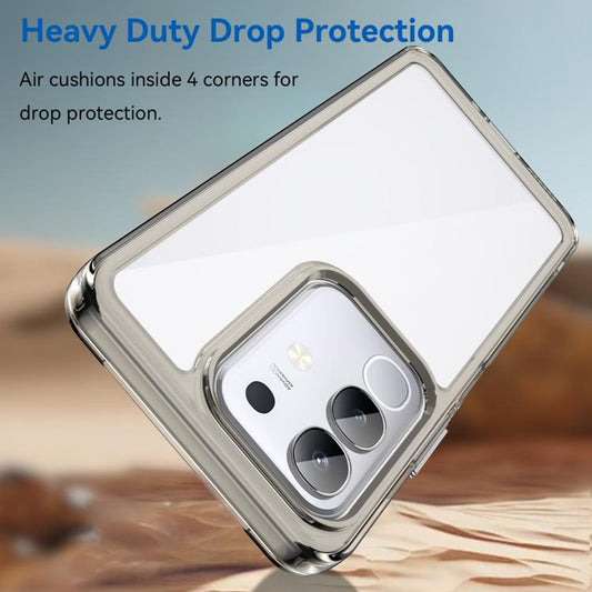 Minimalist Transparent Hard Case For Vivo T4x 5G with Silver Button Detailing & Camera Protection Edges