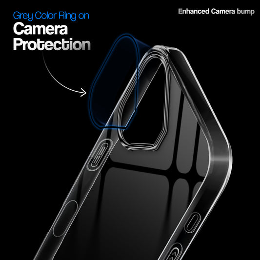 Crystal Clear Anti-Yellow Transparent Back Cover Case With Camera Ring Protection for Apple iPhone 17