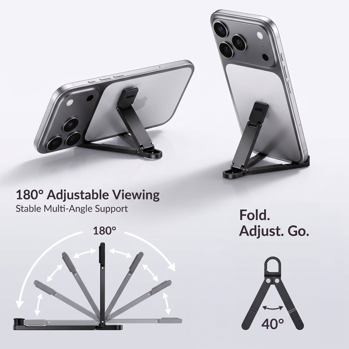 Foldable Phone Stand with Keychain Clip 180° Adjustable Desktop Holder