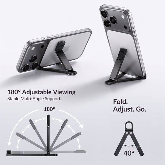Foldable Phone Stand with Keychain Clip 180° Adjustable Desktop Holder