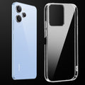 Transparent anti-yellow hard back case fitted on Redmi 12 4G showing full back coverage and camera protection