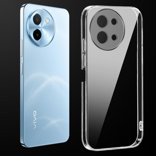 Transparent anti-yellow hard back case fitted on Vivo Y58 5G showing full back coverage and camera protection