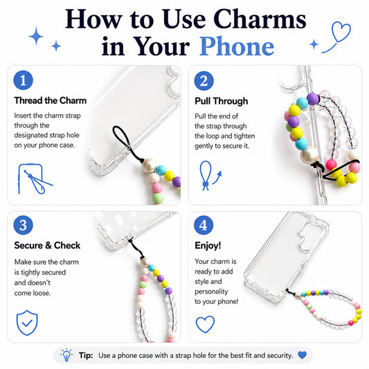 Charms With Wrist Phone Lanyard Chain Stylish & Elegant Pearl