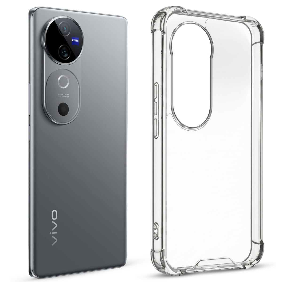 Transparent Shockproof Phone Back Cover Case With Raised Edges For Vivo V40 5G
