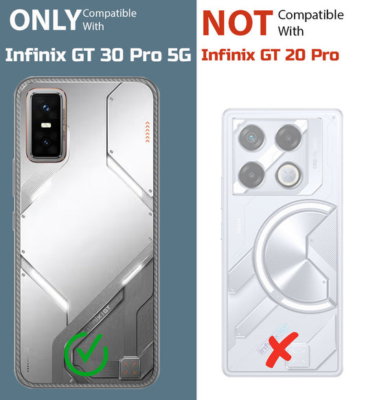 Transparent Back Cover with Silicone frame Matte Ring Holder Kickstand Case For Infinix GT 30 Pro 5G