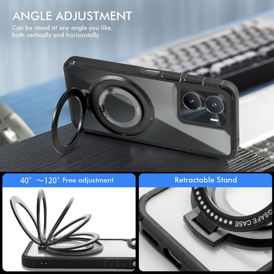 Silicone Grip Clear Case Ring Holder Kickstand For Vivo Y56 5G