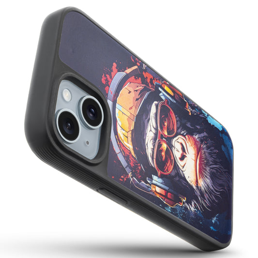 Silicone Textured Frame Printed Hard Back Case For Apple iPhone 14 With Raised Camera Bumper