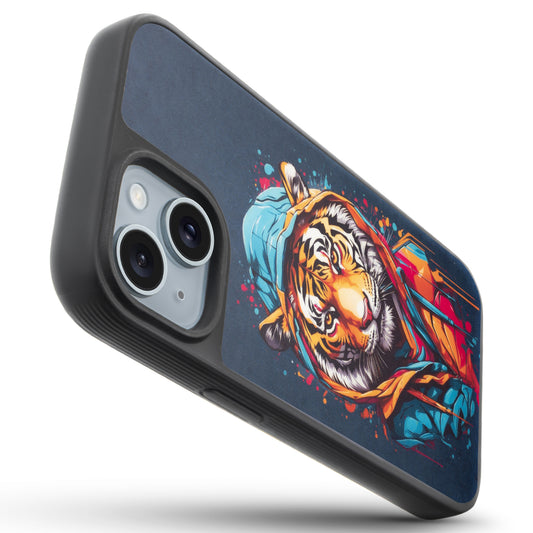 Silicone Textured Frame Printed Hard Back Case For Apple iPhone 13 With Raised Camera Bumper